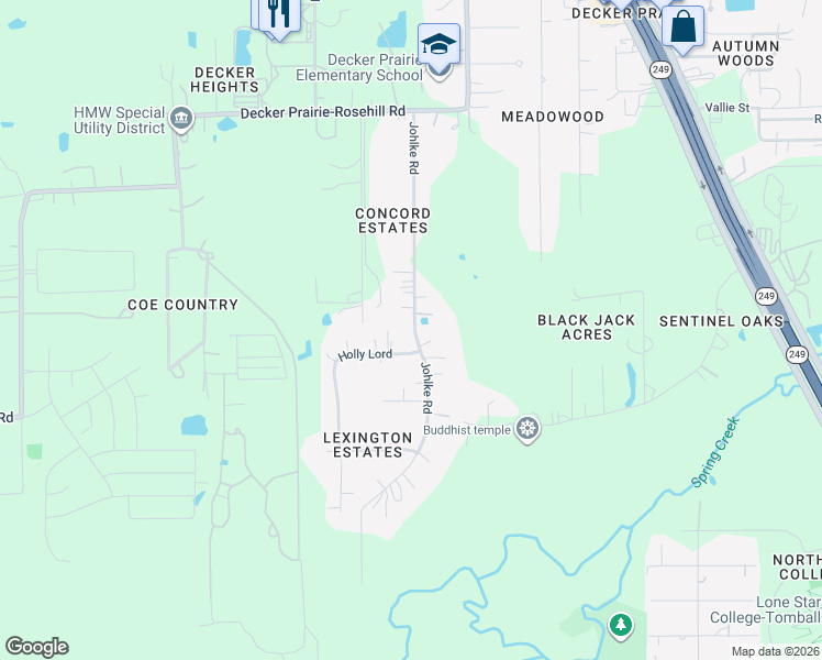 map of restaurants, bars, coffee shops, grocery stores, and more near 31515 Johlke Road in Magnolia