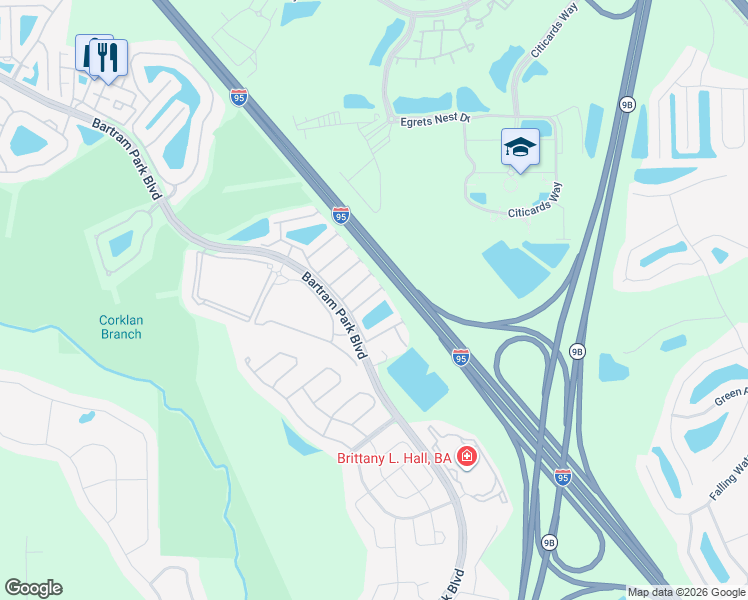 map of restaurants, bars, coffee shops, grocery stores, and more near 7012 Butterfly Court in Jacksonville