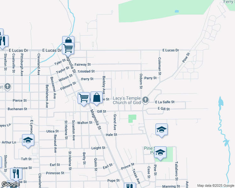 map of restaurants, bars, coffee shops, grocery stores, and more near 4320 Agnes Street in Beaumont
