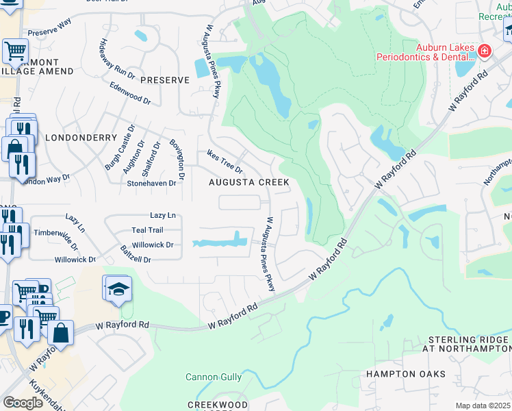 map of restaurants, bars, coffee shops, grocery stores, and more near 7523 Faldo Drive in Spring