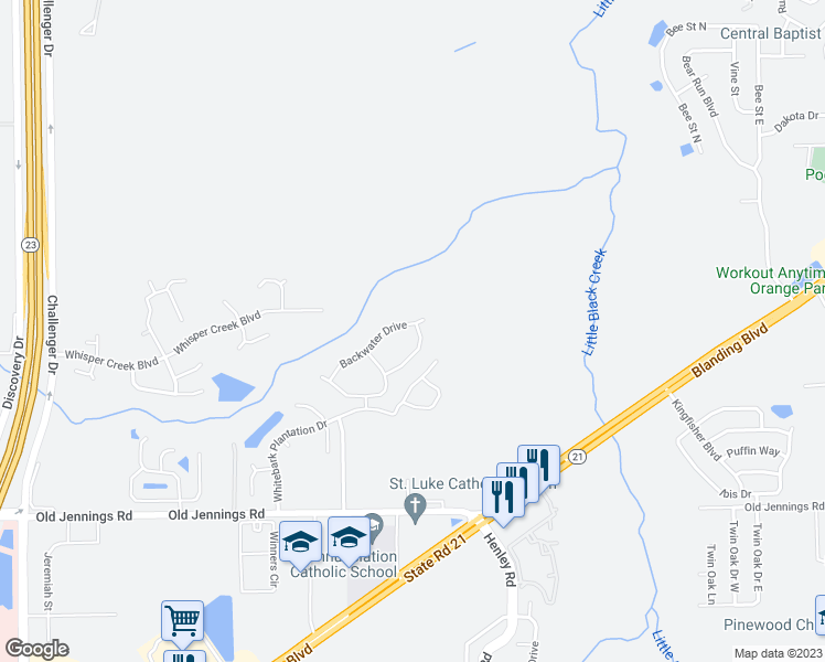 map of restaurants, bars, coffee shops, grocery stores, and more near 1517 Backwater Drive in Middleburg