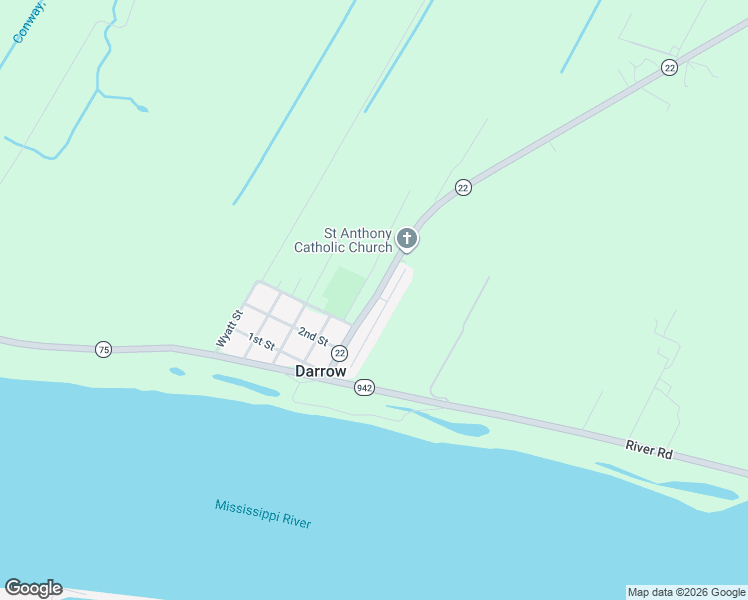 map of restaurants, bars, coffee shops, grocery stores, and more near Louisiana 22 in Darrow