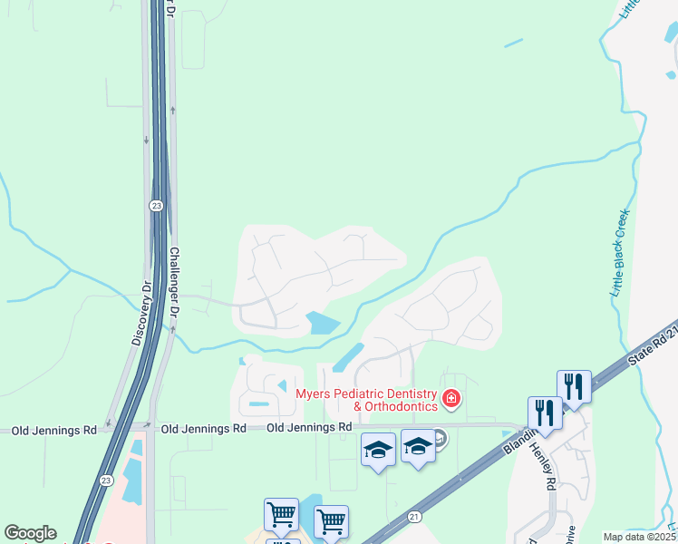 map of restaurants, bars, coffee shops, grocery stores, and more near 3555 Whisper Creek Boulevard in Middleburg