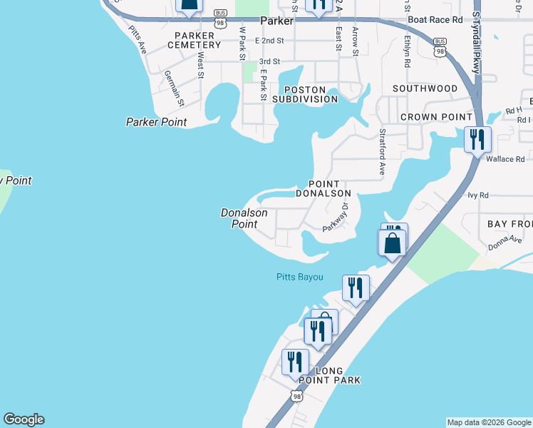 map of restaurants, bars, coffee shops, grocery stores, and more near 4735-4741 Sunset Drive in Panama City