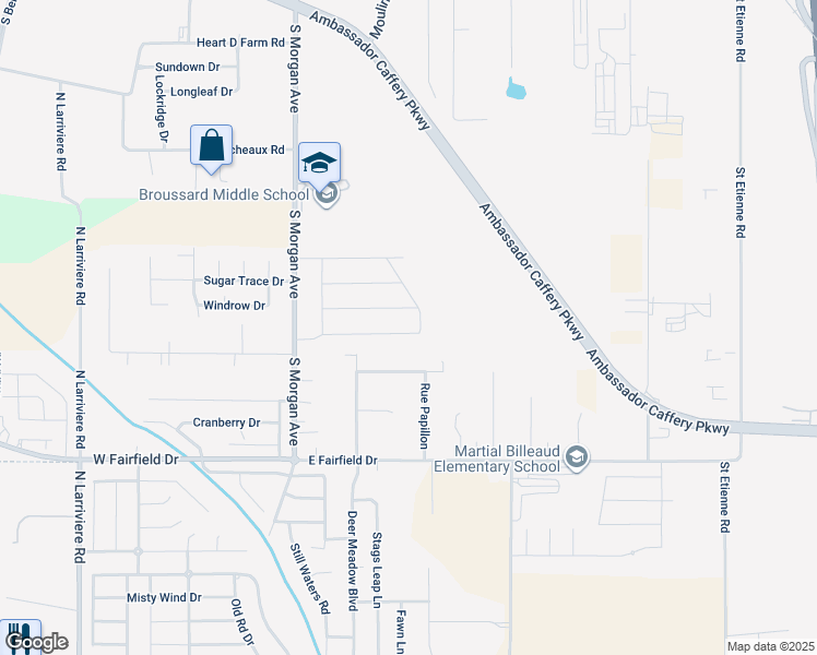map of restaurants, bars, coffee shops, grocery stores, and more near 322 Victoria Lights Lane in Broussard