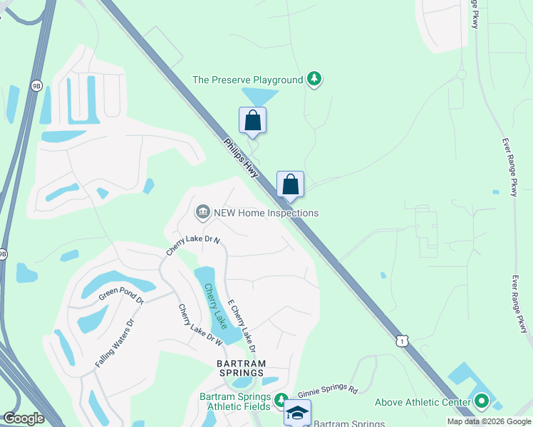 map of restaurants, bars, coffee shops, grocery stores, and more near 14073 Philips Highway in Jacksonville