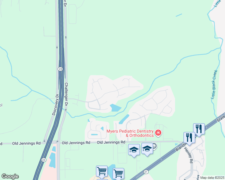 map of restaurants, bars, coffee shops, grocery stores, and more near 3572 Whisper Creek Boulevard in Middleburg