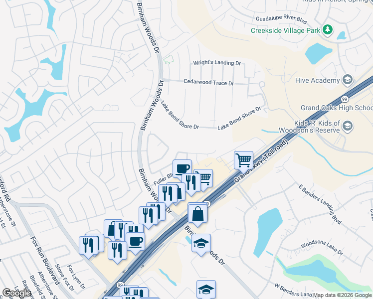 map of restaurants, bars, coffee shops, grocery stores, and more near 3707 Jewel Point Drive in Spring