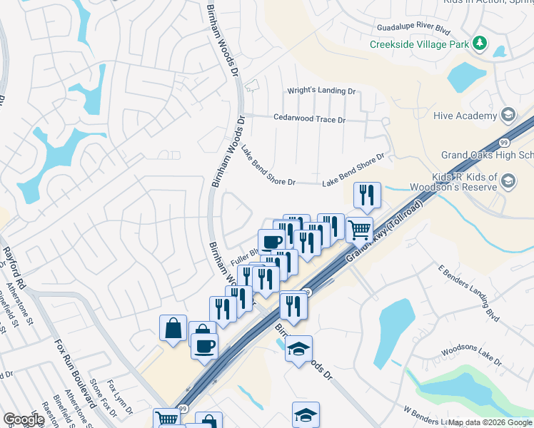 map of restaurants, bars, coffee shops, grocery stores, and more near 3707 Jewel Point Drive in Spring