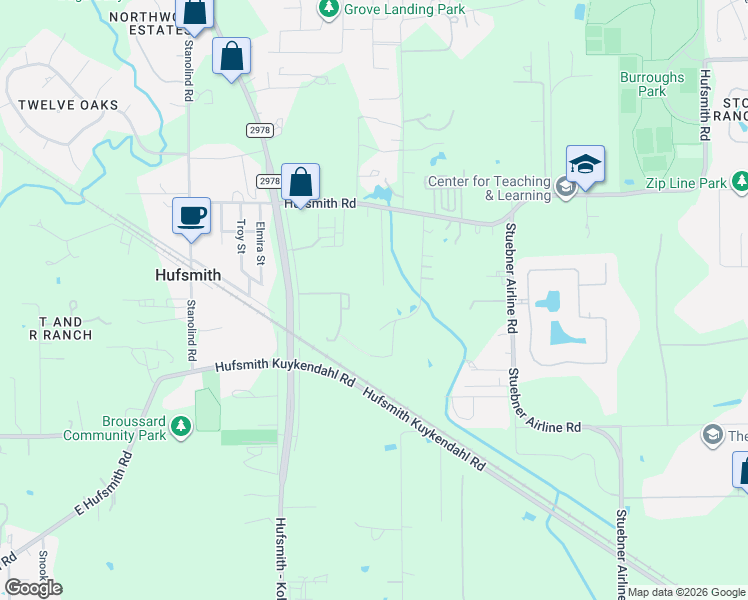 map of restaurants, bars, coffee shops, grocery stores, and more near 24918 Matthews Street in Tomball