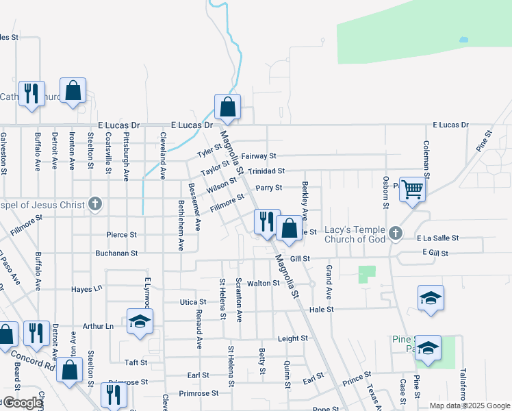 map of restaurants, bars, coffee shops, grocery stores, and more near 4350 Magnolia Street in Beaumont