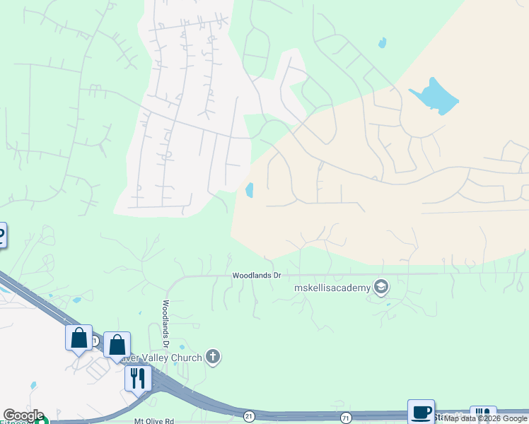 map of restaurants, bars, coffee shops, grocery stores, and more near 121 Millsaps Court in Cedar Creek