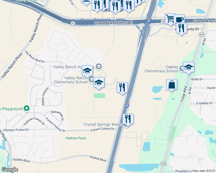 map of restaurants, bars, coffee shops, grocery stores, and more near 21899 Valley Ranch Crossing Drive in Montgomery County