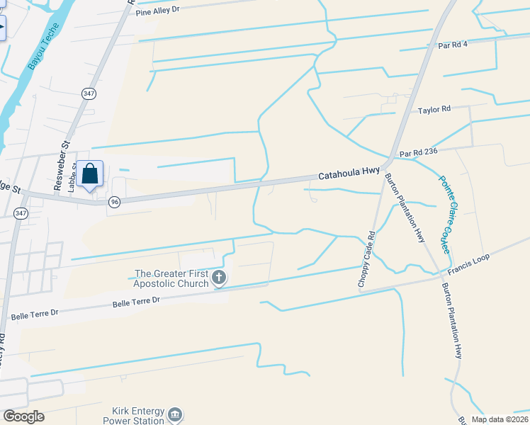 map of restaurants, bars, coffee shops, grocery stores, and more near 2516B Catahoula Highway in Saint Martinville