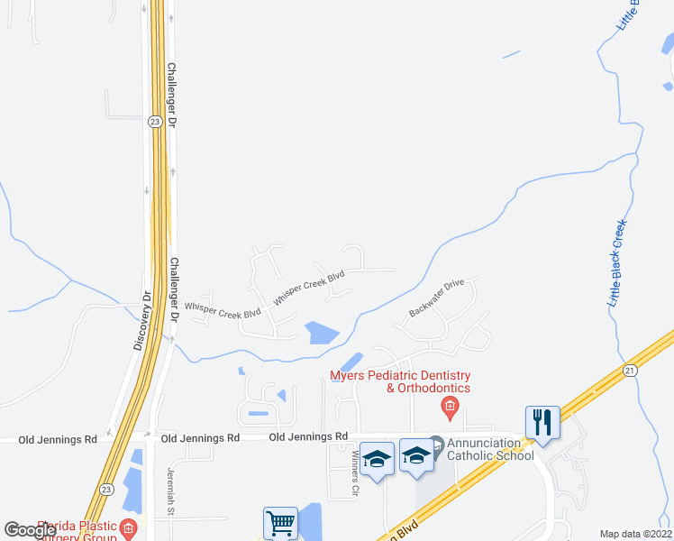 map of restaurants, bars, coffee shops, grocery stores, and more near 3554 Whisper Creek Boulevard in Middleburg