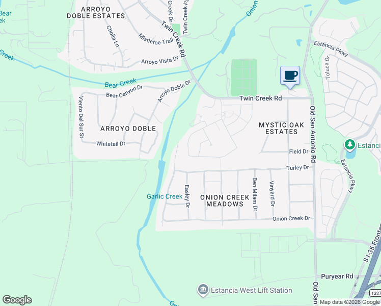 map of restaurants, bars, coffee shops, grocery stores, and more near 108 Tangled Brush Drive in Manchaca