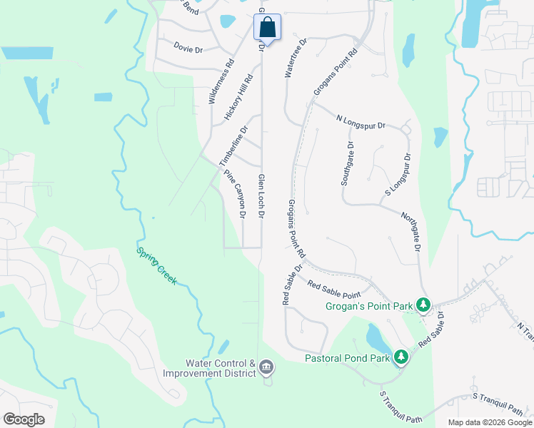 map of restaurants, bars, coffee shops, grocery stores, and more near 24406 Glen Loch Drive in Spring