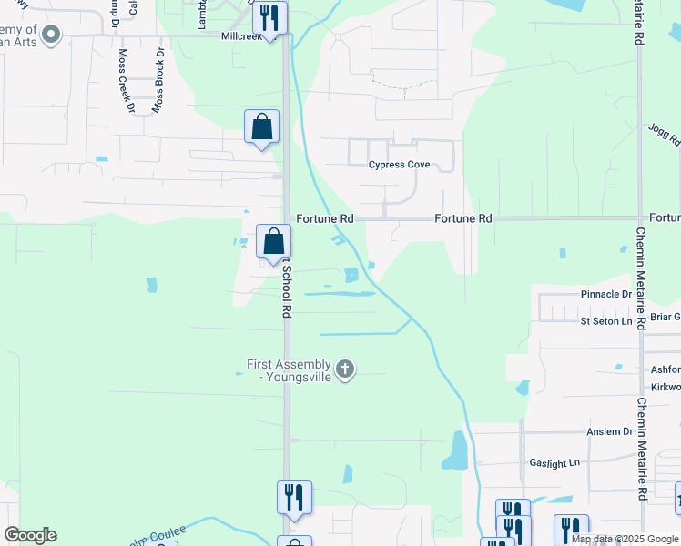 map of restaurants, bars, coffee shops, grocery stores, and more near 135 Veranda Place in Youngsville