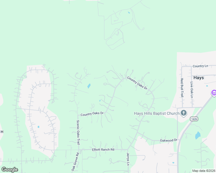 map of restaurants, bars, coffee shops, grocery stores, and more near 54 Country Oaks Drive in Buda