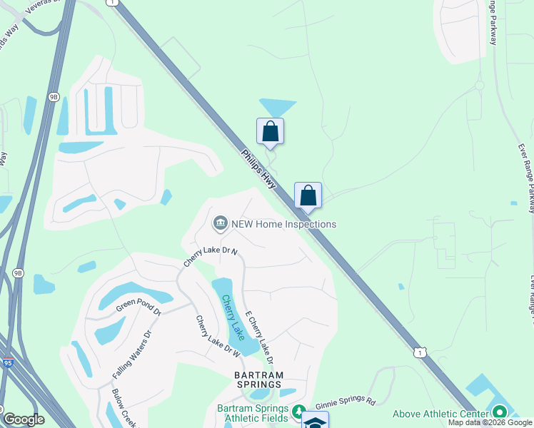 map of restaurants, bars, coffee shops, grocery stores, and more near 6279 Courtney Crest Lane in Jacksonville
