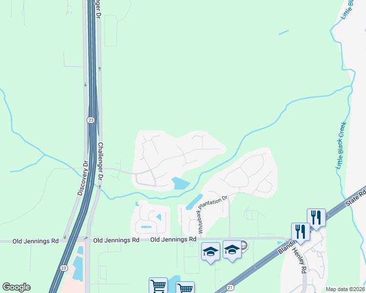 map of restaurants, bars, coffee shops, grocery stores, and more near 3548 Whisper Creek Boulevard in Middleburg