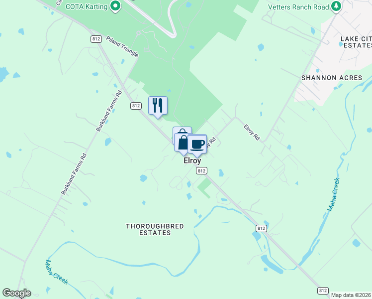 map of restaurants, bars, coffee shops, grocery stores, and more near 13820 Farm to Market Road 812 in Travis County