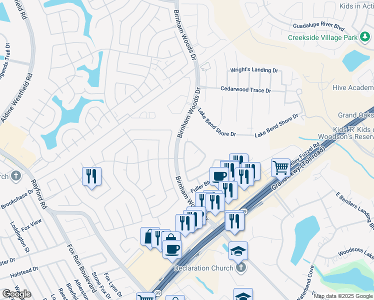 map of restaurants, bars, coffee shops, grocery stores, and more near 29615 Evergreen Hills Drive in Spring