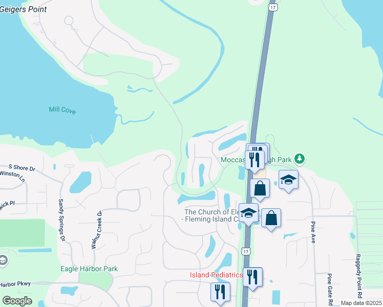 map of restaurants, bars, coffee shops, grocery stores, and more near 1492 Marsh Rabbit Way in Orange Park