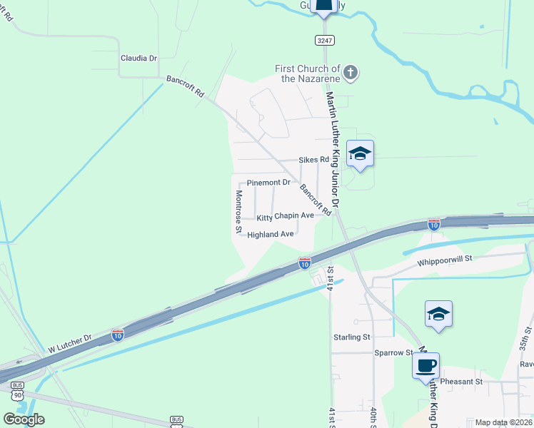map of restaurants, bars, coffee shops, grocery stores, and more near 3302 Pineridge Street in Orange
