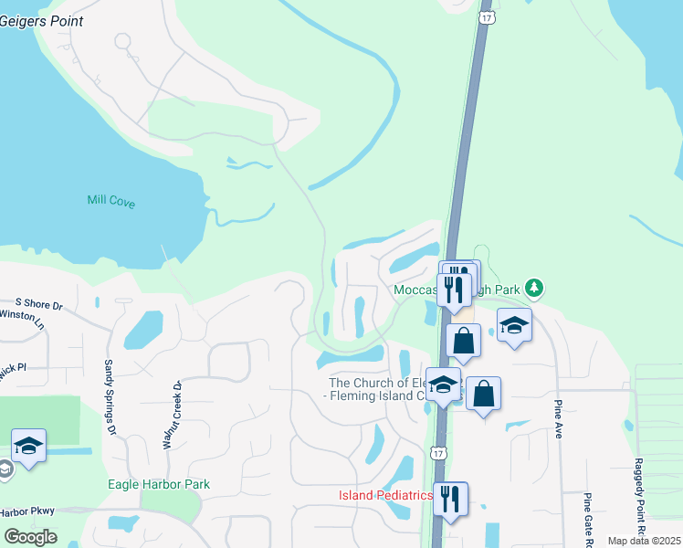 map of restaurants, bars, coffee shops, grocery stores, and more near 1492 Marsh Rabbit Way in Orange Park