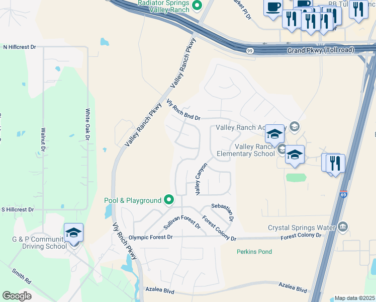 map of restaurants, bars, coffee shops, grocery stores, and more near 21315 Madison Valley Court in Porter