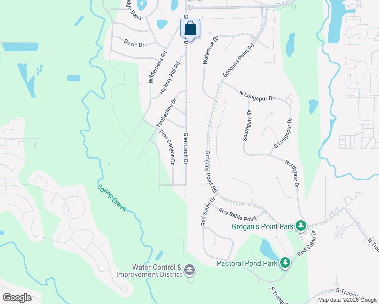 map of restaurants, bars, coffee shops, grocery stores, and more near 24406 Glen Loch Drive in Spring
