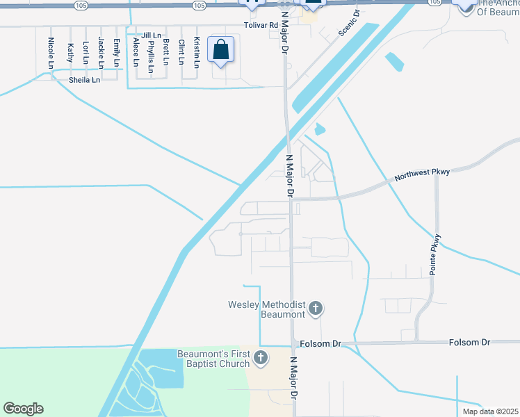 map of restaurants, bars, coffee shops, grocery stores, and more near 4215 North Major Drive in Beaumont