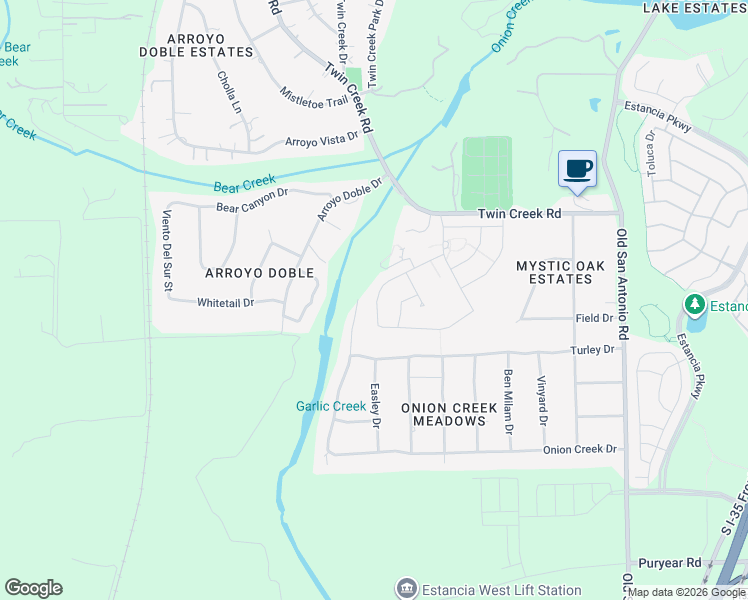 map of restaurants, bars, coffee shops, grocery stores, and more near 108 Tangled Brush Drive in Manchaca