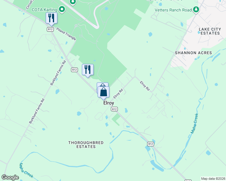 map of restaurants, bars, coffee shops, grocery stores, and more near 13820 Farm to Market Road 812 in Del Valle