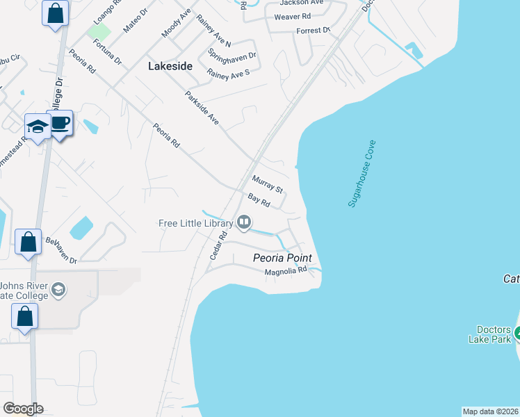 map of restaurants, bars, coffee shops, grocery stores, and more near 2967 Bay Road in Orange Park