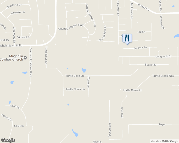 map of restaurants, bars, coffee shops, grocery stores, and more near 19714 Turtle Dove Lane in Magnolia
