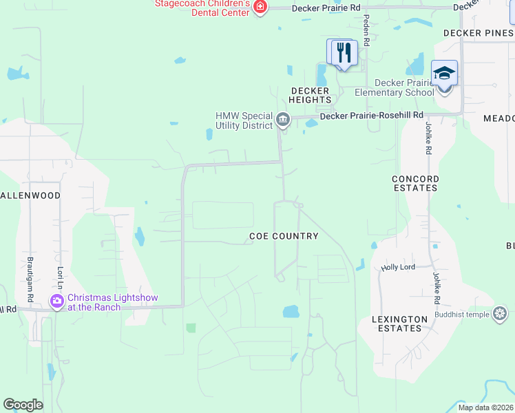 map of restaurants, bars, coffee shops, grocery stores, and more near 25915 West Memory Lane in Magnolia