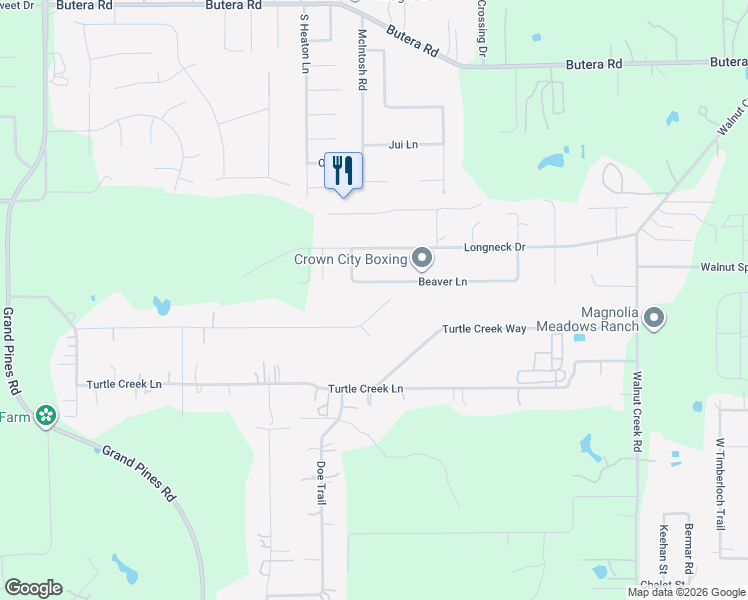 map of restaurants, bars, coffee shops, grocery stores, and more near 16217 Beaver Lane in Magnolia