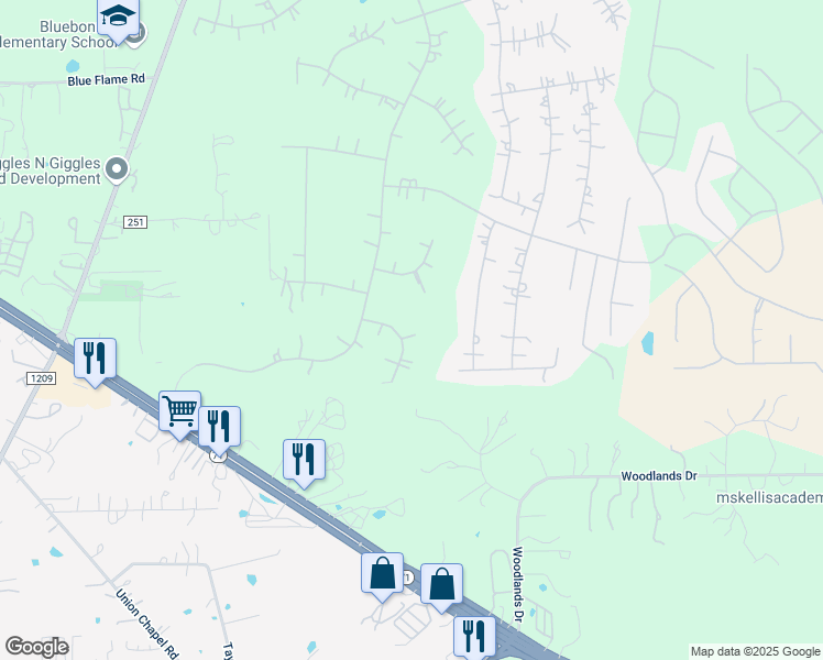 map of restaurants, bars, coffee shops, grocery stores, and more near 120 Colony Court in Bastrop