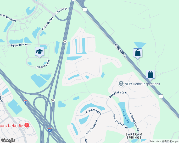 map of restaurants, bars, coffee shops, grocery stores, and more near 5995 Shadehill Road in Jacksonville