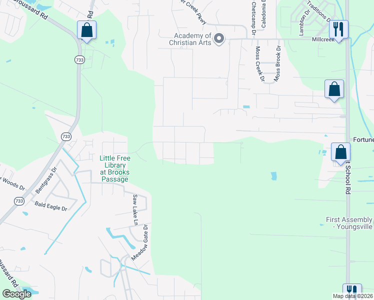 map of restaurants, bars, coffee shops, grocery stores, and more near 1500 Blk E Milton Avenue in Lafayette