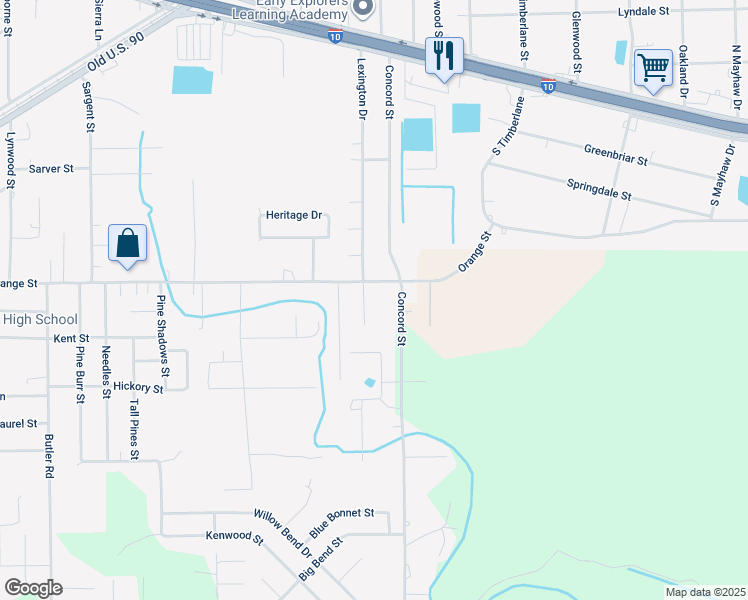 map of restaurants, bars, coffee shops, grocery stores, and more near 645 Carol St in Vidor
