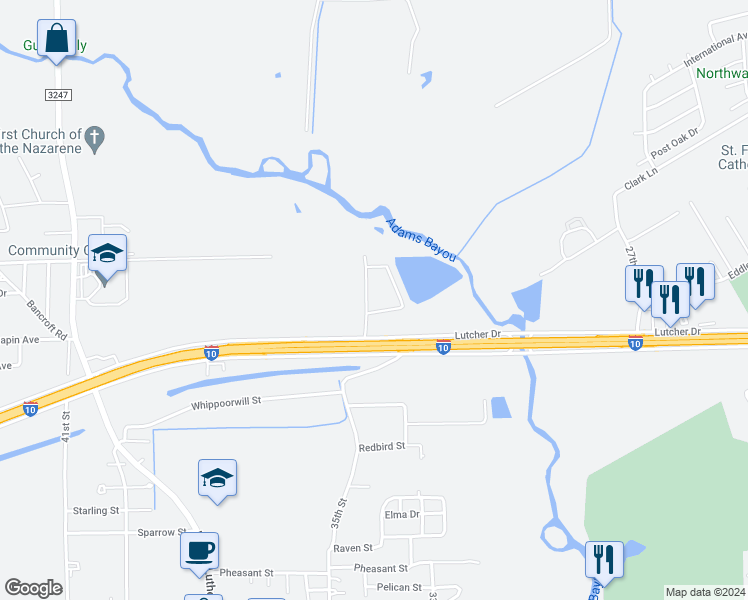 map of restaurants, bars, coffee shops, grocery stores, and more near 4302 Tejas Parkway in Orange