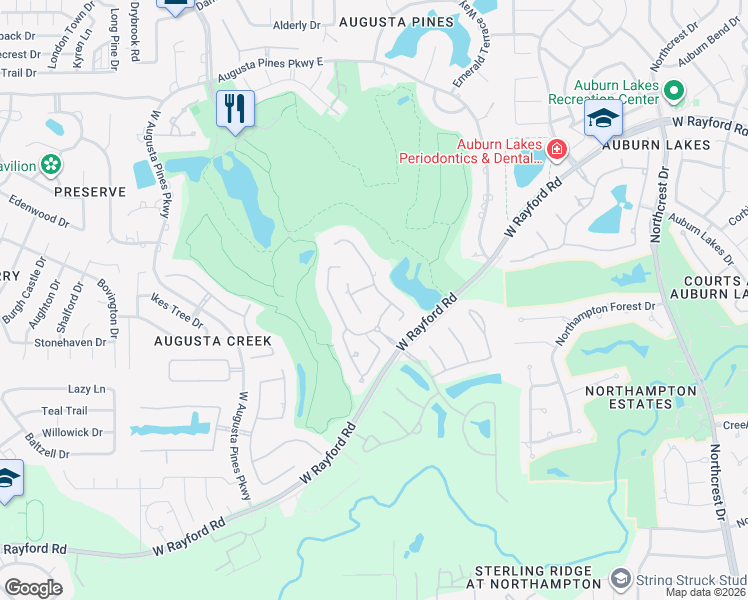 map of restaurants, bars, coffee shops, grocery stores, and more near 23 Post Shadow Estate Drive in Spring