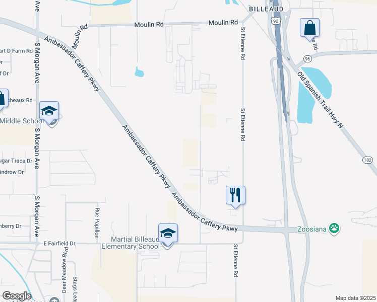 map of restaurants, bars, coffee shops, grocery stores, and more near 329 Hardware Road in Broussard