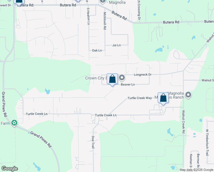 map of restaurants, bars, coffee shops, grocery stores, and more near 16217 Beaver Lane in Magnolia