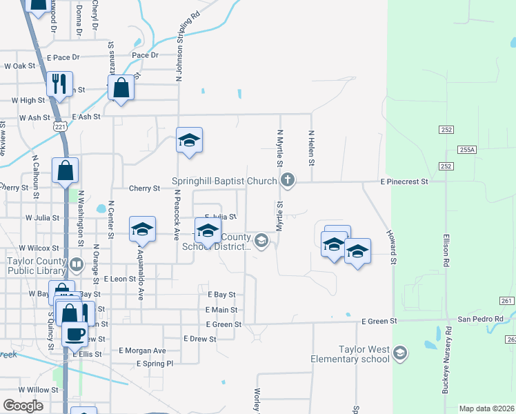 map of restaurants, bars, coffee shops, grocery stores, and more near 400 North Clark Street in Perry