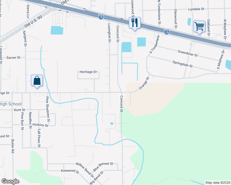 map of restaurants, bars, coffee shops, grocery stores, and more near 645 Carol Street in Vidor