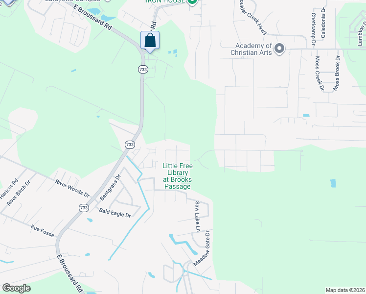 map of restaurants, bars, coffee shops, grocery stores, and more near 205 Range Drive in Lafayette